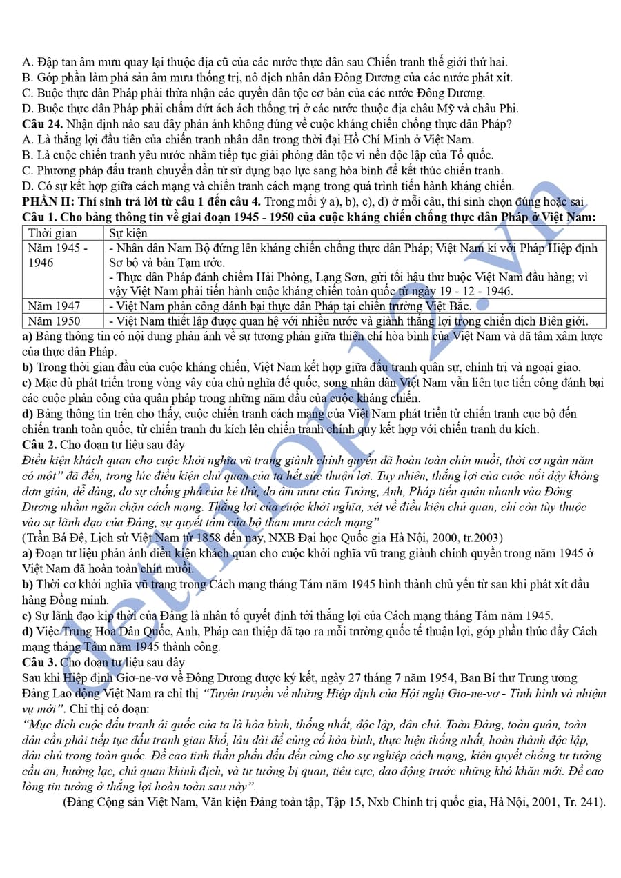 Đề thi online KSCL môn sử lớp 12 Ninh Bình 2026 3