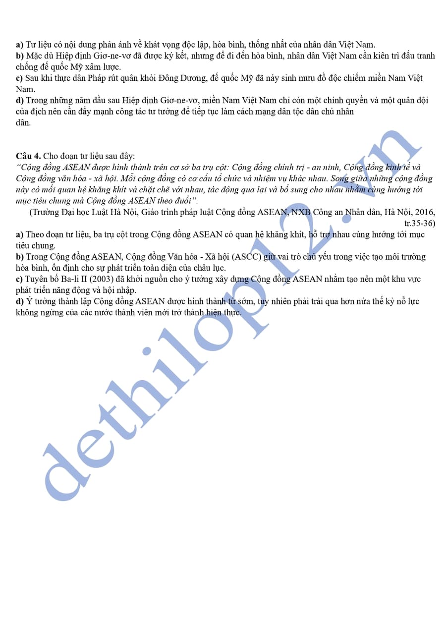 Đề thi online KSCL môn sử lớp 12 Ninh Bình 2026 4