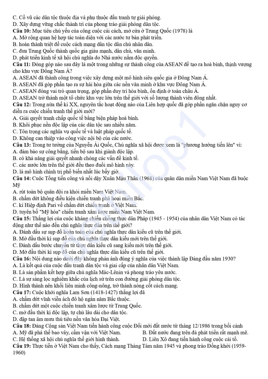 Đề thi tốt nghiệp môn sử tỉnh Sơn La 2025 lần 5 2