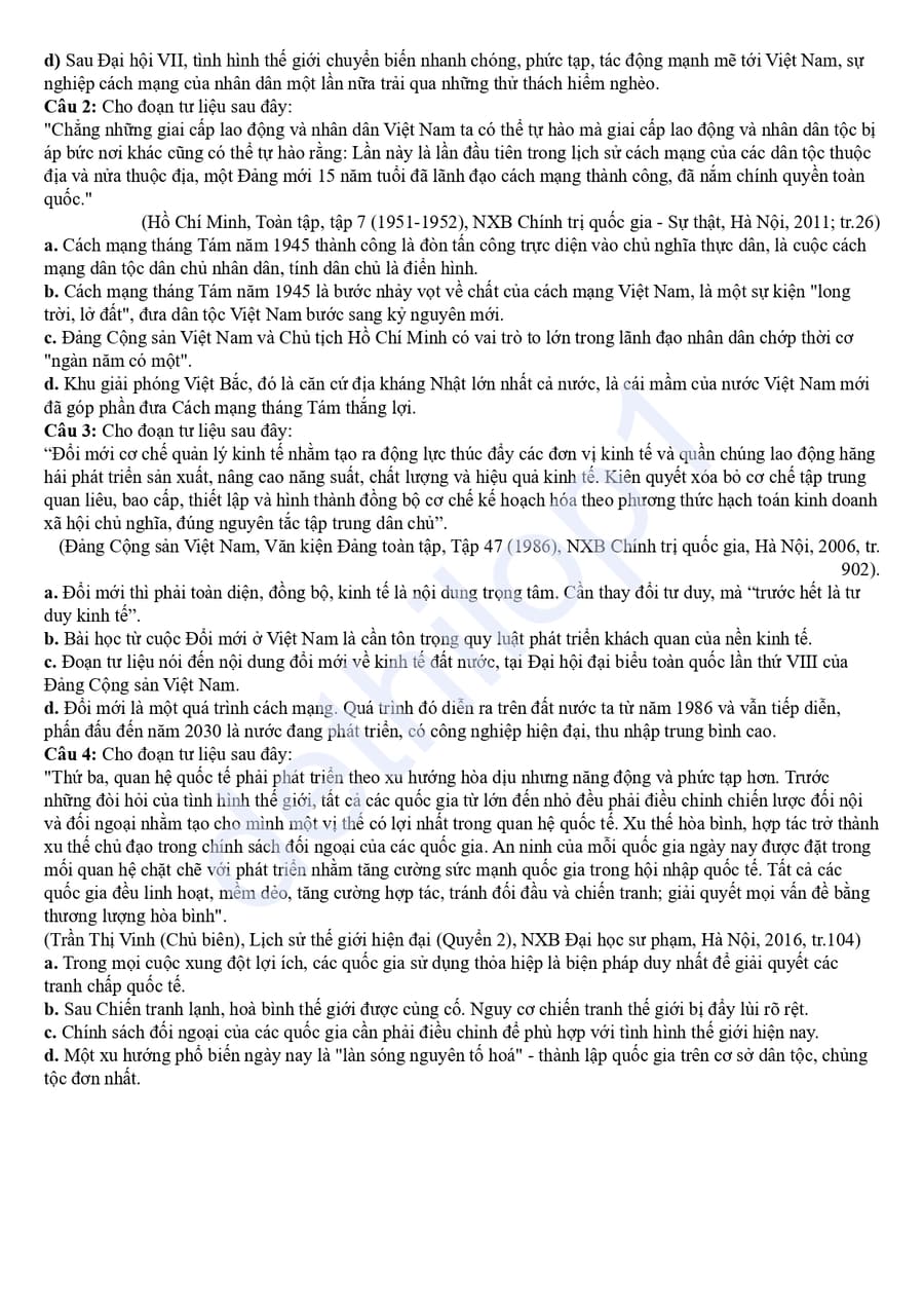 Đề thi tốt nghiệp môn sử tỉnh Sơn La 2025 lần 5 4