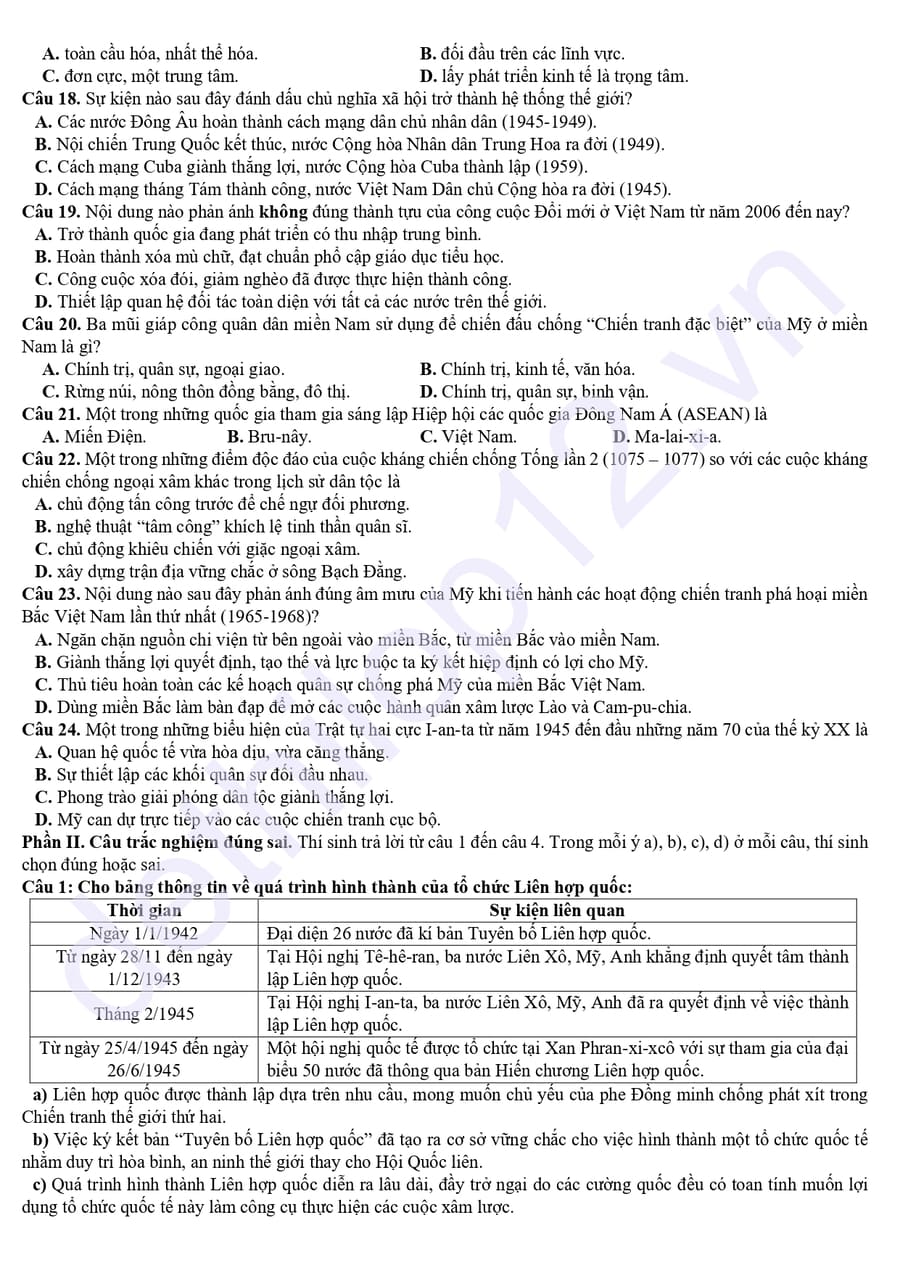 Đề thi thử tốt nghiệp môn sử THPT Thái Phiên 2026  3