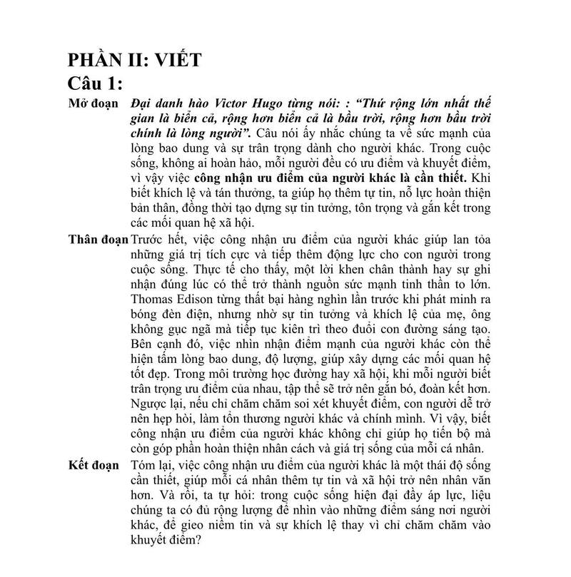 Đáp án Đề thi thử tốt nghiệp môn Văn Bắc Ninh 2026 3