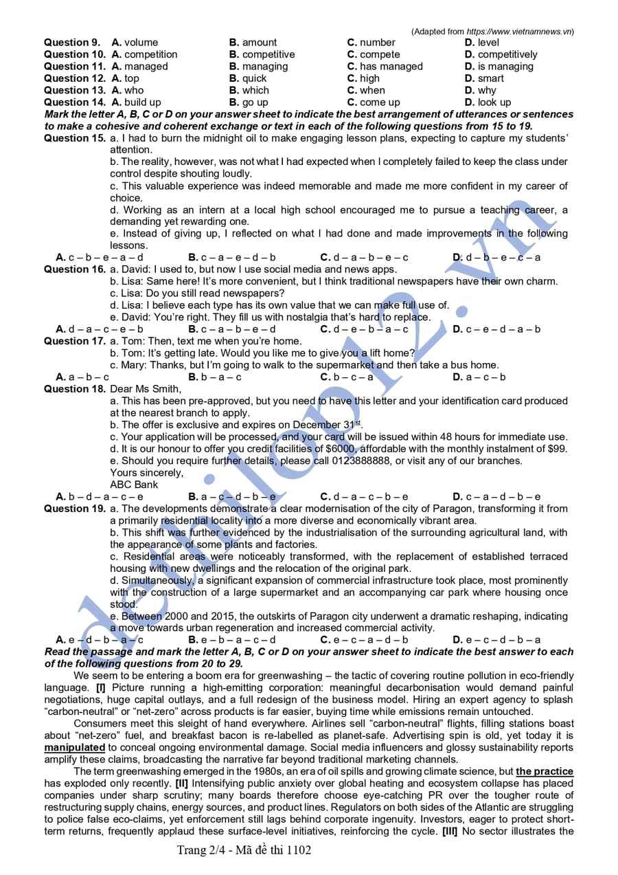 Đề thi tiếng Anh THPT Quốc Gia 2025 mã đề 1102 2