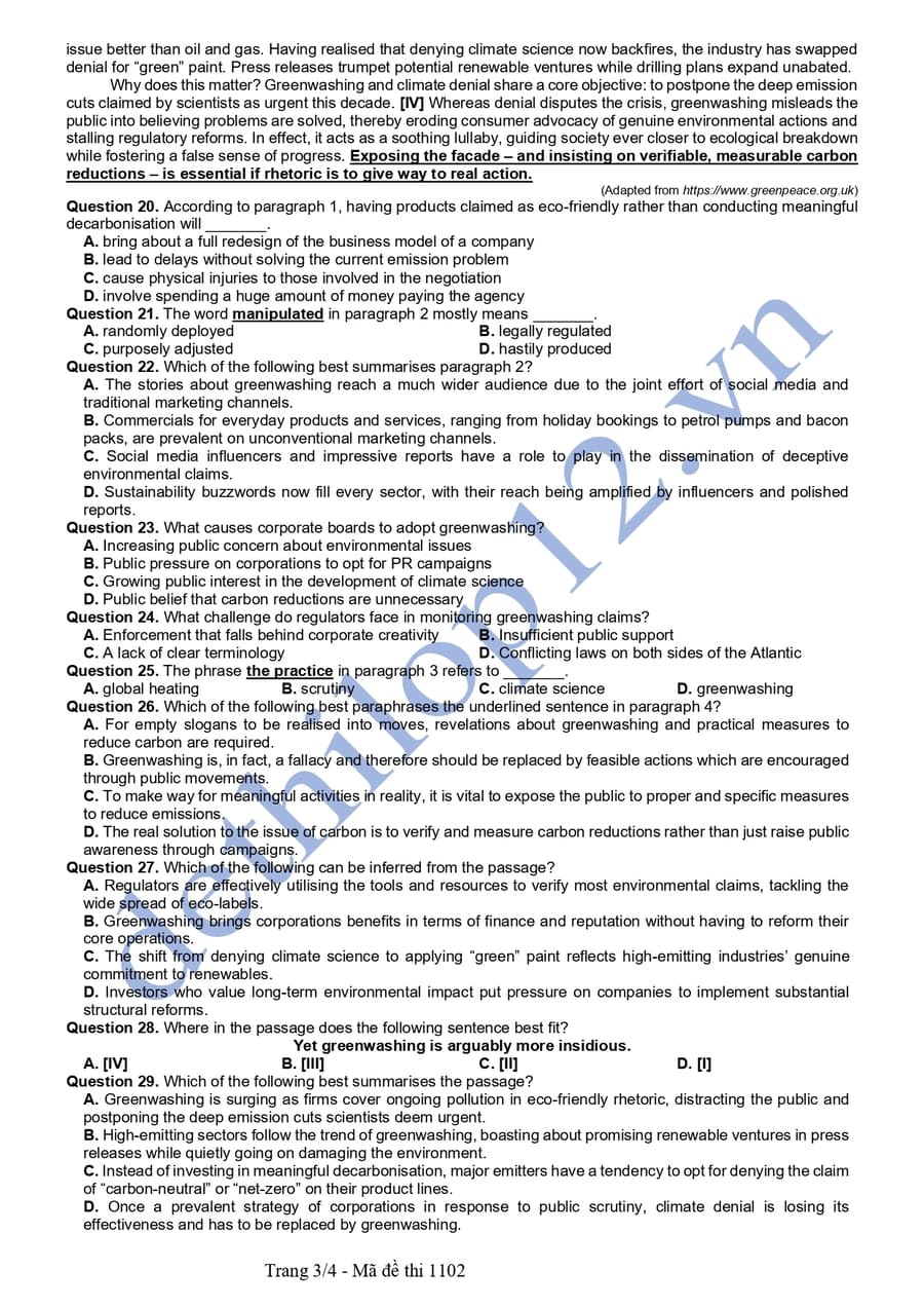 Đề thi tiếng Anh THPT Quốc Gia 2025 mã đề 1102 3