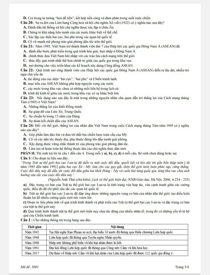Đề khảo sát chất lượng tháng 11 môn sử Quế Võ 2 2026 3