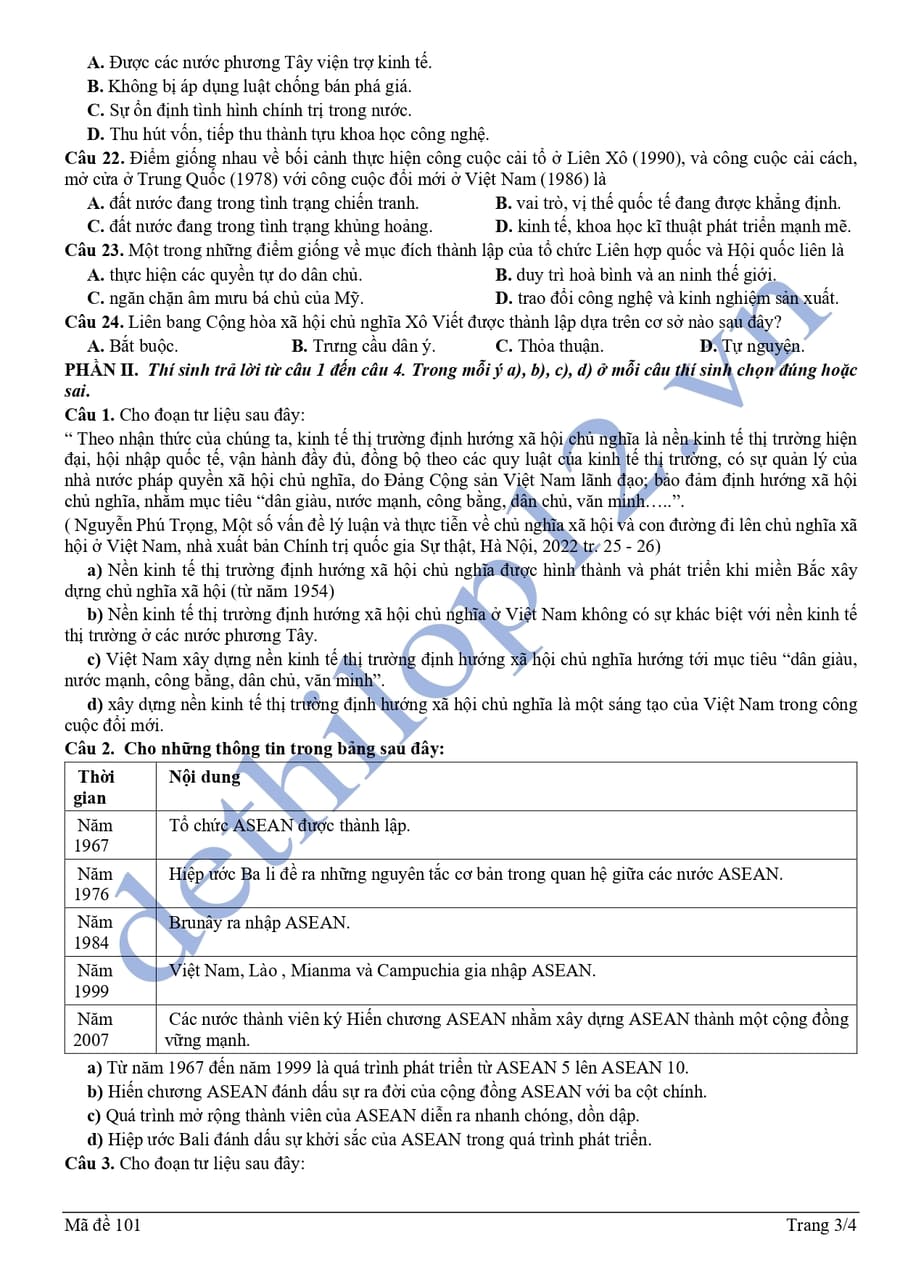 Đề thi khảo sát môn sử lớp 12 chuyên Sơn Tây 2025 lần 1 3