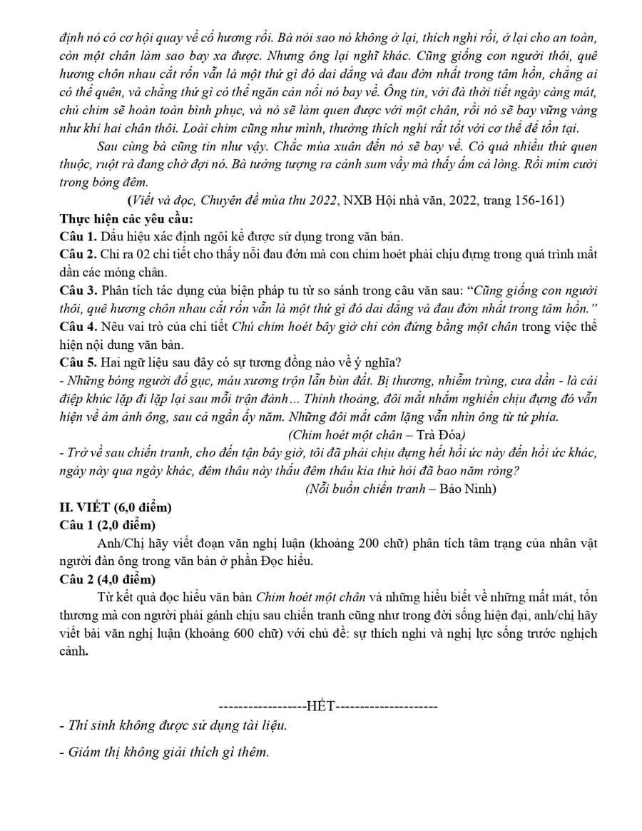 Đề thi thử tốt nghiệp môn văn cụm THPT Hải Phòng lần 2 2026 2