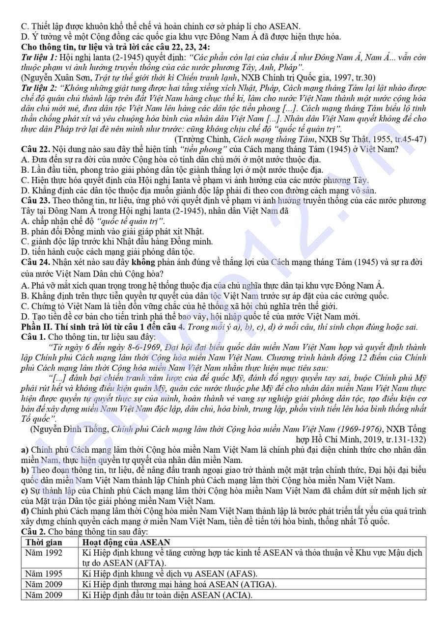 Đề thi thử tốt nghiệp môn sử cụm THPT Hà Tĩnh 2026  3