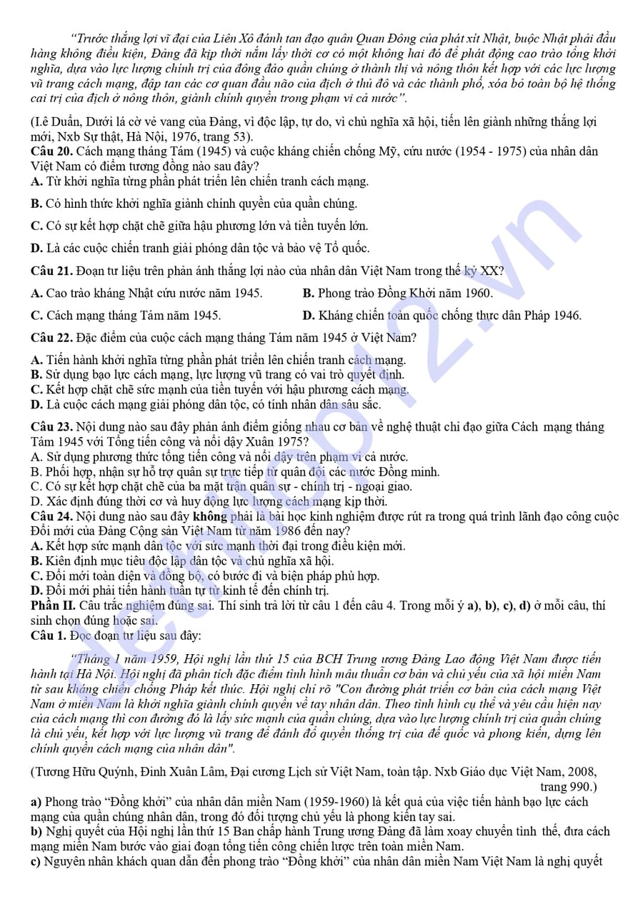 Đề thi thử lịch sử cụm 9 trường THPT Phú Thọ 2026 3