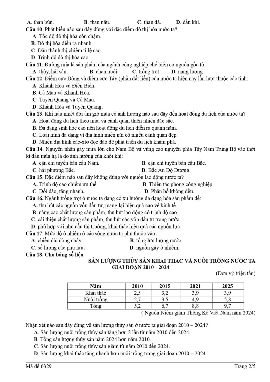 Đề thi thử tốt nghiệp môn địa THPT Chiêm Hoá 2026  2