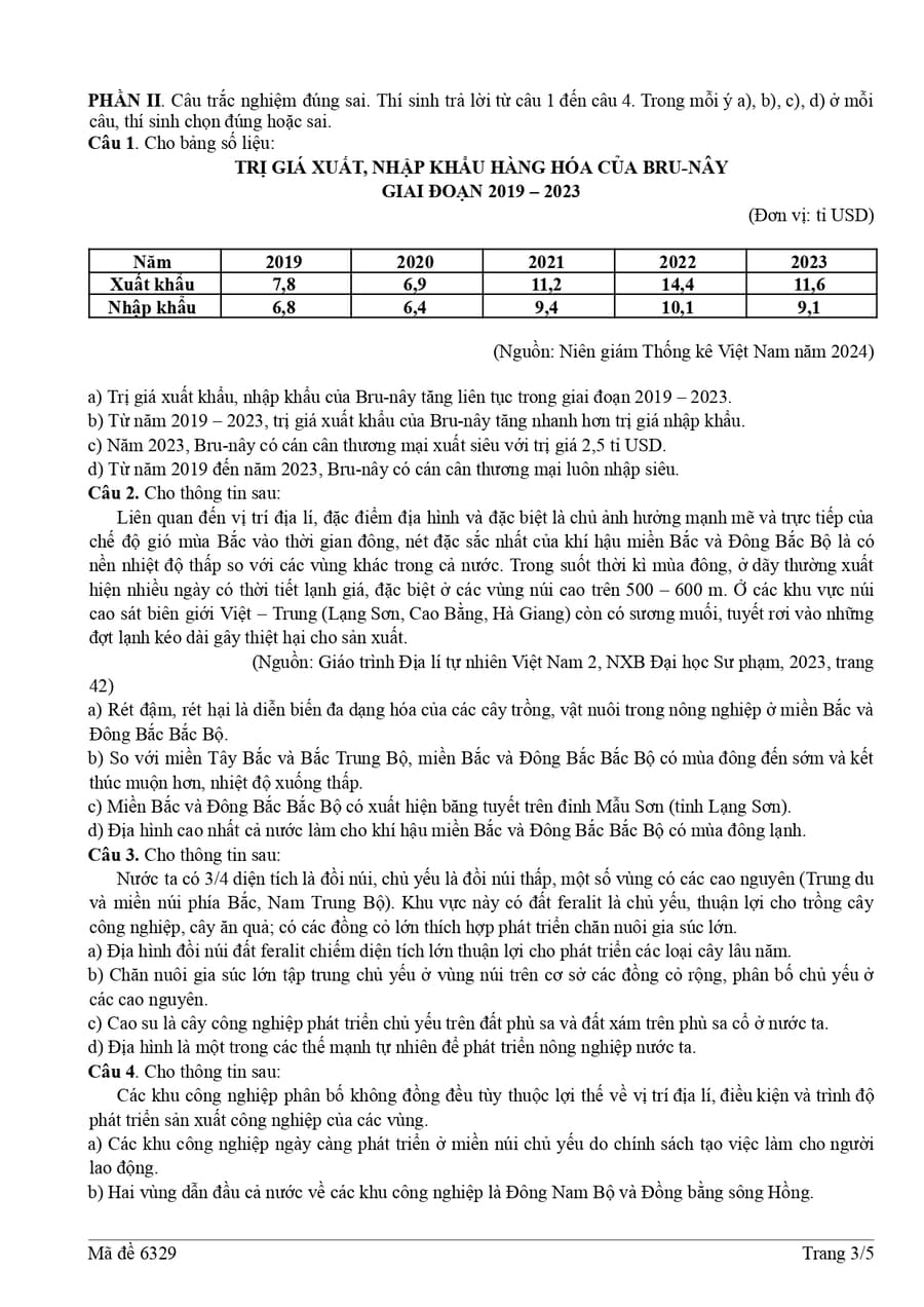 Đề thi thử tốt nghiệp môn địa THPT Chiêm Hoá 2026  3