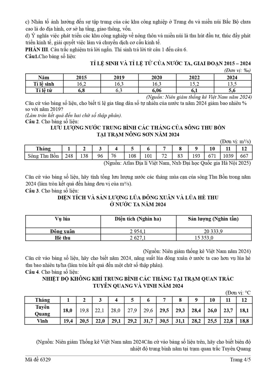 Đề thi thử tốt nghiệp môn địa THPT Chiêm Hoá 2026 4