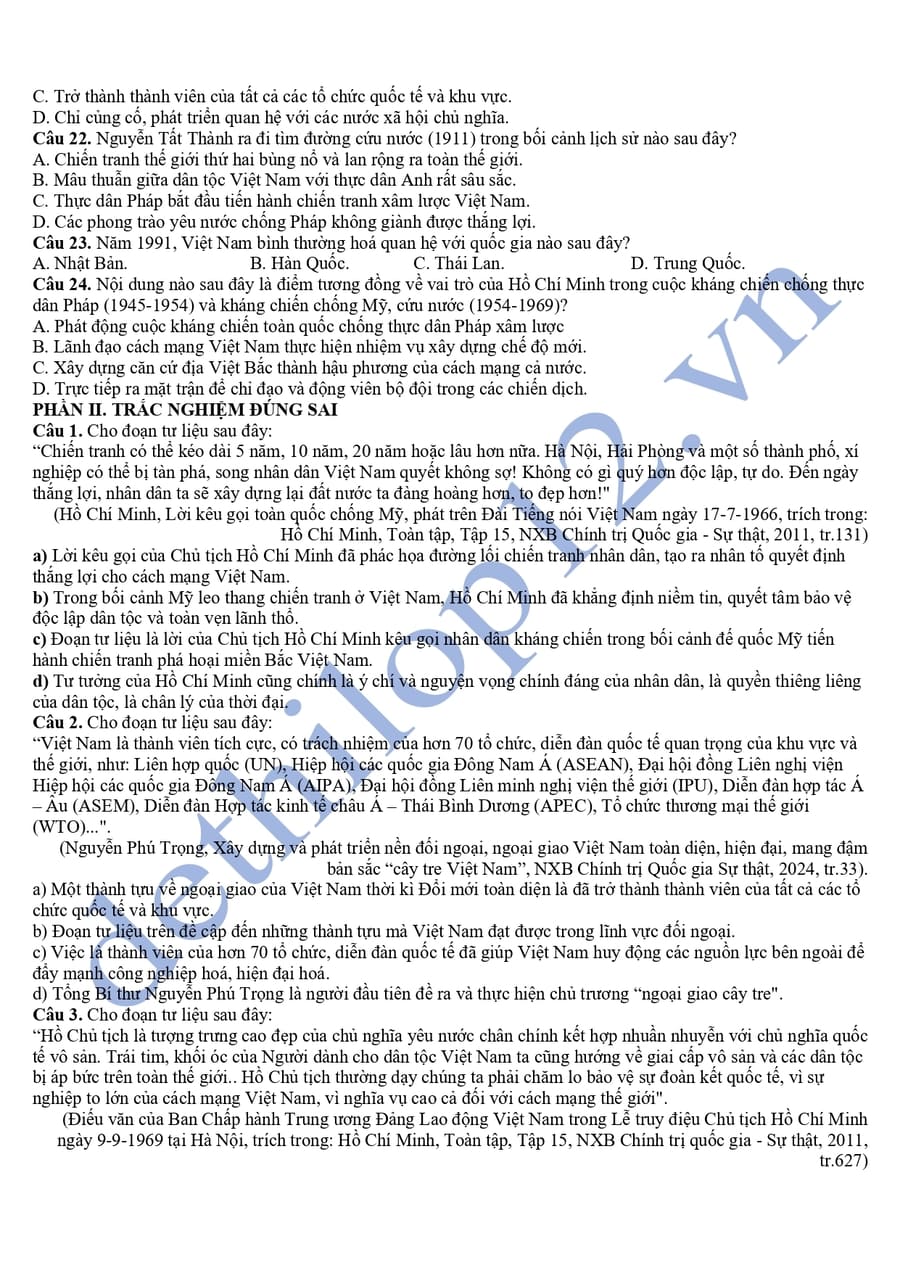 Đề thi cuối HK2 môn sử lớp 12 Bắc Ninh 2025  3