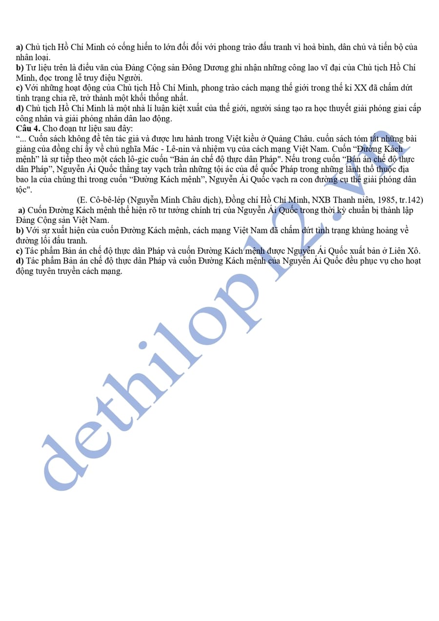 Đề thi cuối HK2 môn sử lớp 12 Bắc Ninh 2025 4