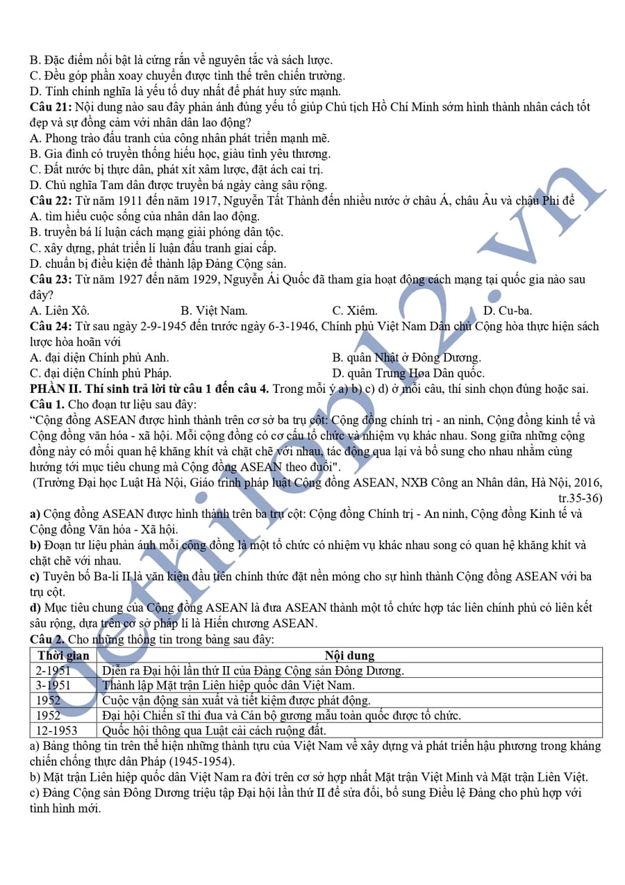 Đề thi kscl môn sử lớp 12 Phú Thọ 2025 lần 2 3