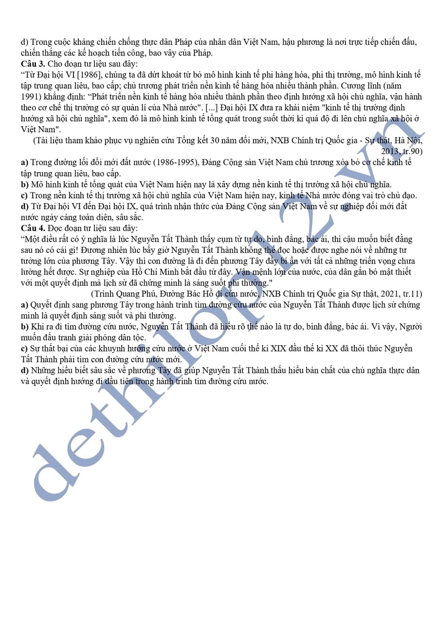 Đề thi kscl môn sử lớp 12 Phú Thọ 2025 lần 2  4