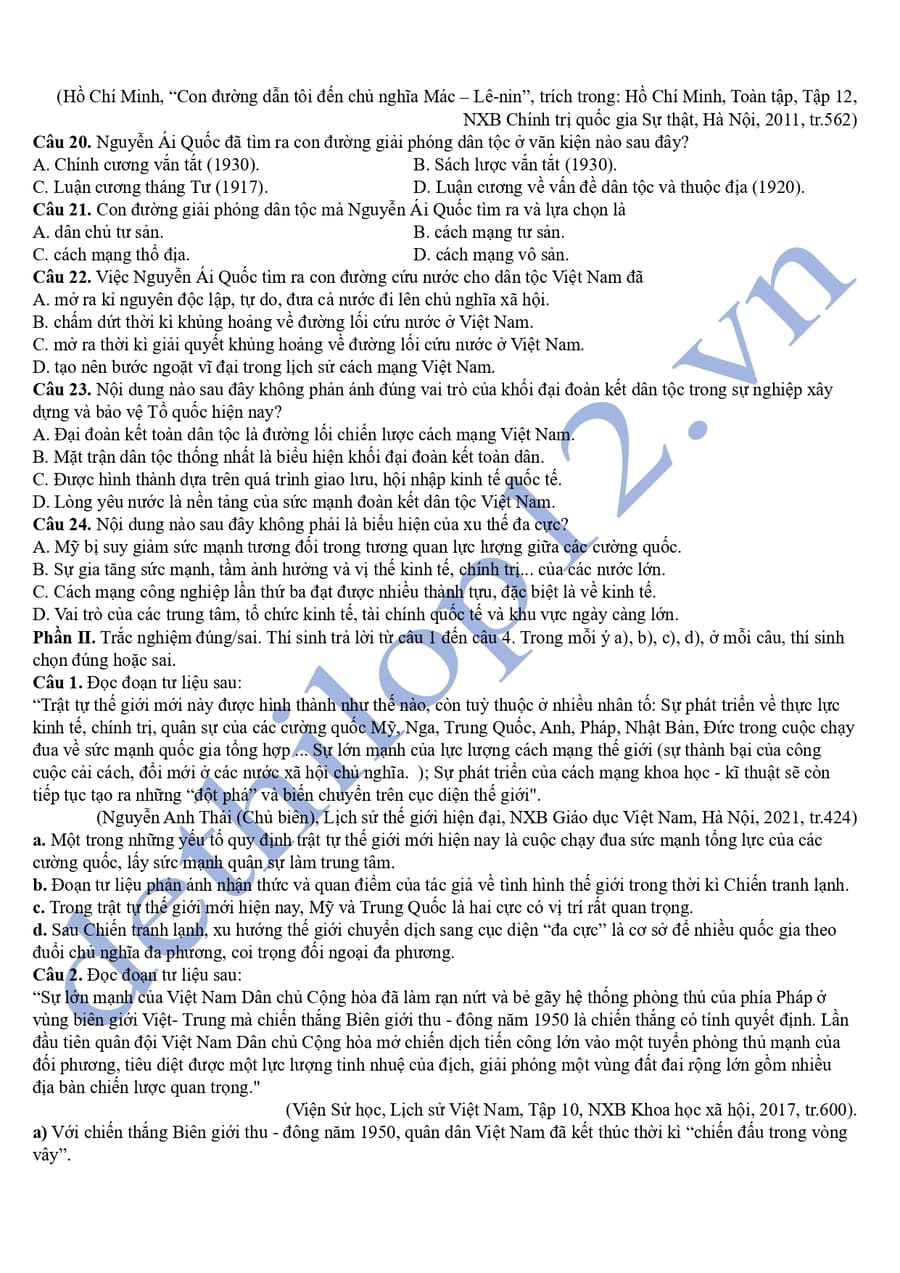 Đề thi thử lịch sử thpt Bắc Giang 2025 lần 2 3