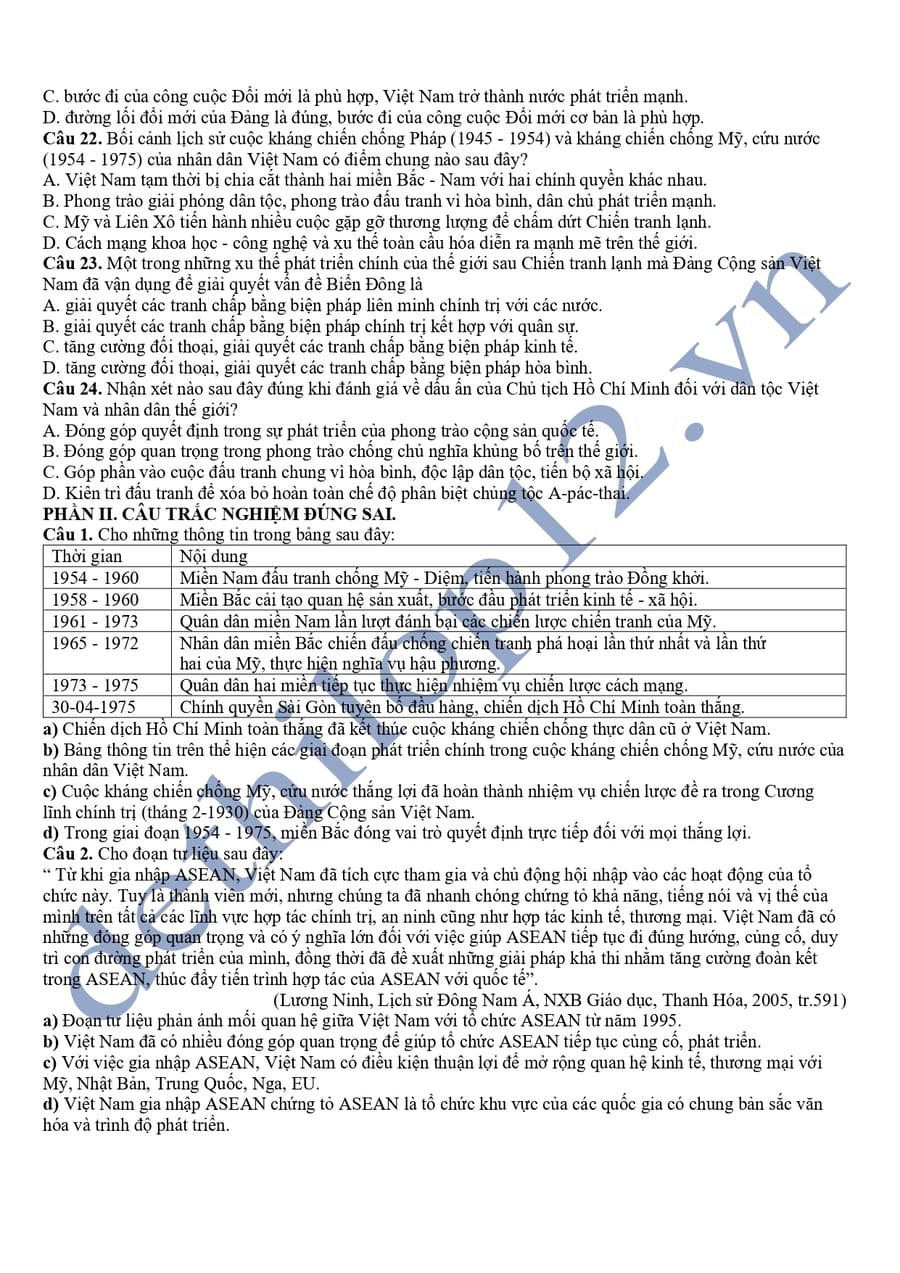 Đề thi thử lịch sử thptq 2025 tỉnh Cao Bằng 3