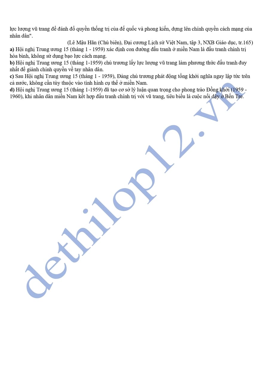 Đề thi thử tốt nghiệp môn sử 2025 Điện Biên có đáp án 4