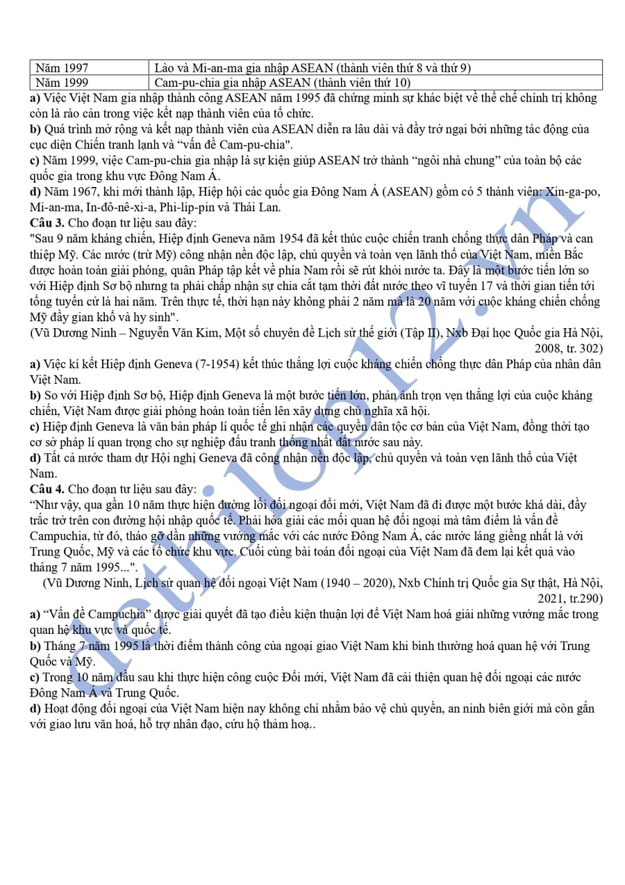 Đề thi tốt nghiệp môn sử tỉnh Đồng Nai 2025 4