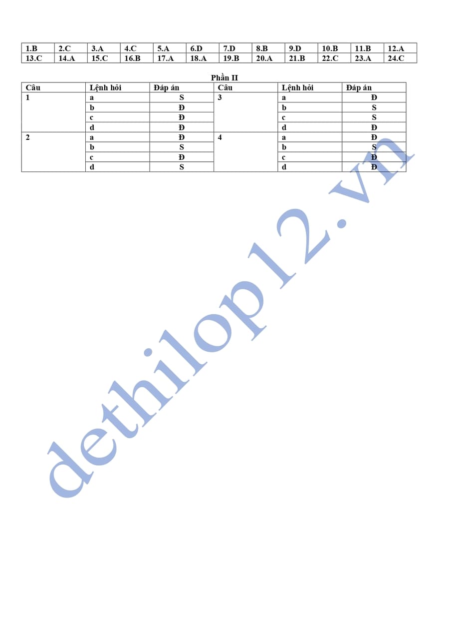 Đáp án Đề thi thử tốt nghiệp môn sử Gia Lai 2025