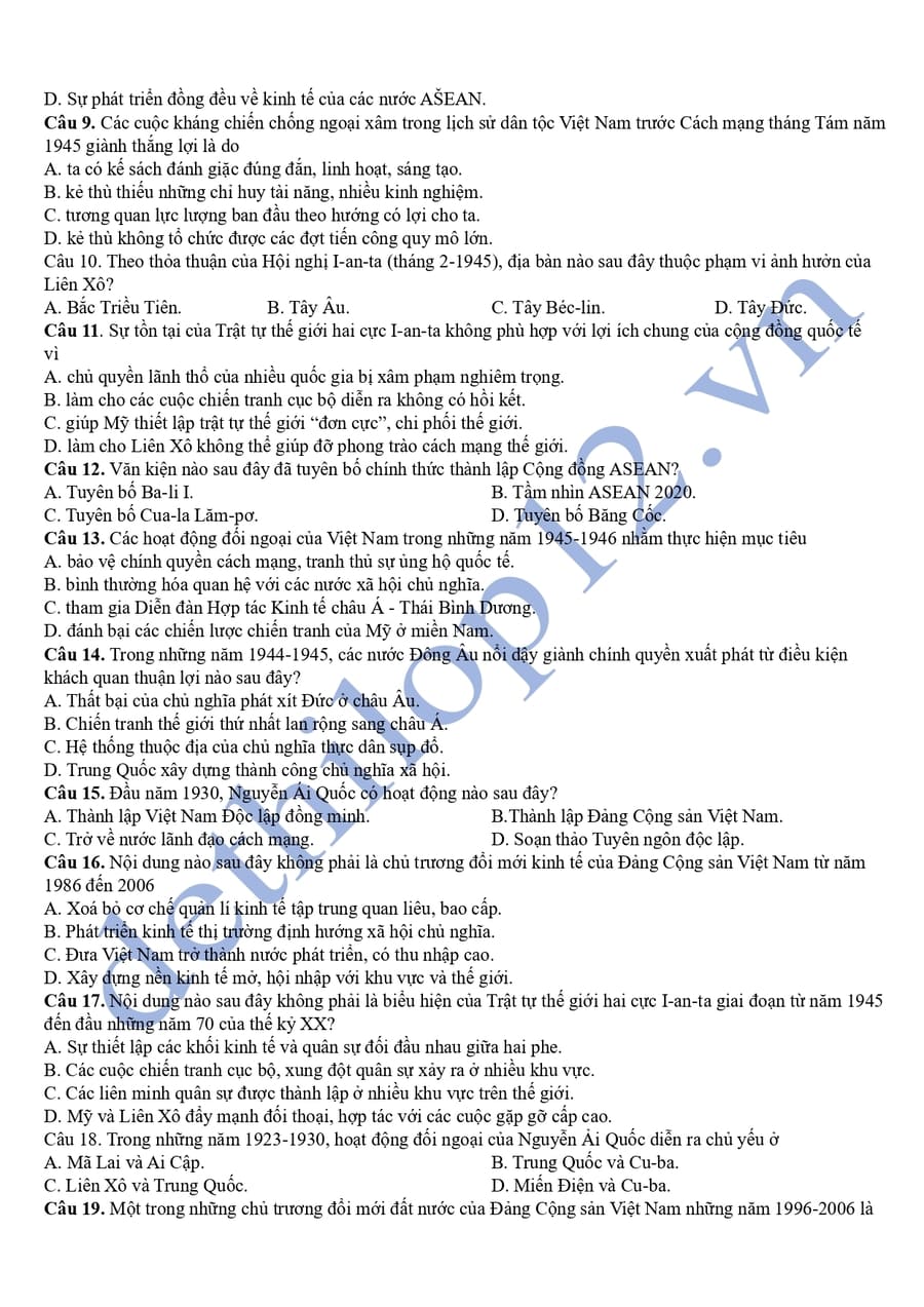 Đề thi thử thptqg môn sử Hà Tĩnh 2025 lần 3 2