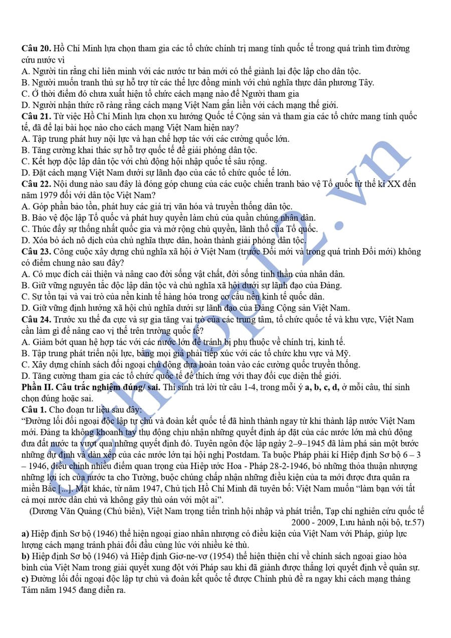 Đề thi thử tốt nghiệp môn sử Khánh Hoá 2025  3