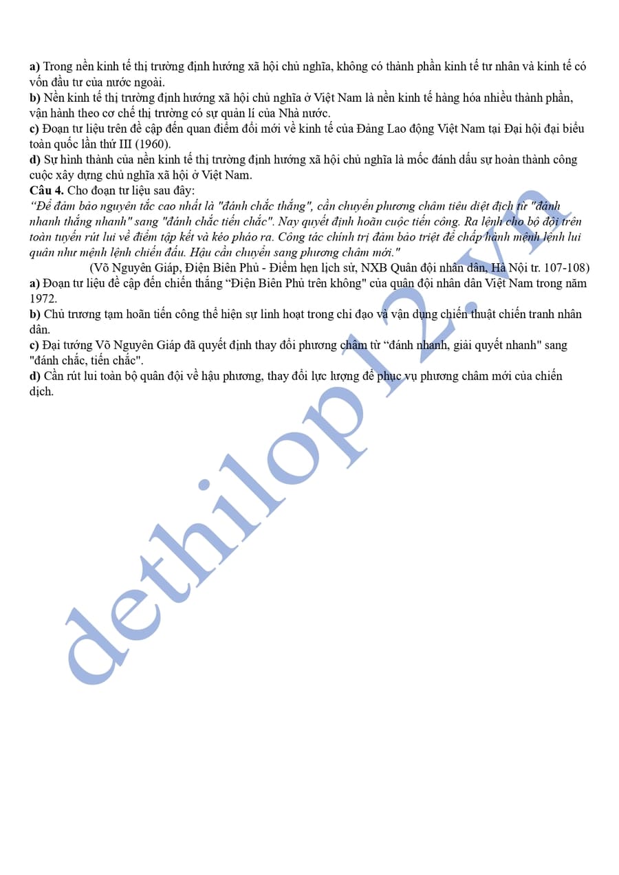 Đề thi thử tốt nghiệp môn sử Kiên Giang 2025 có đáp án 3