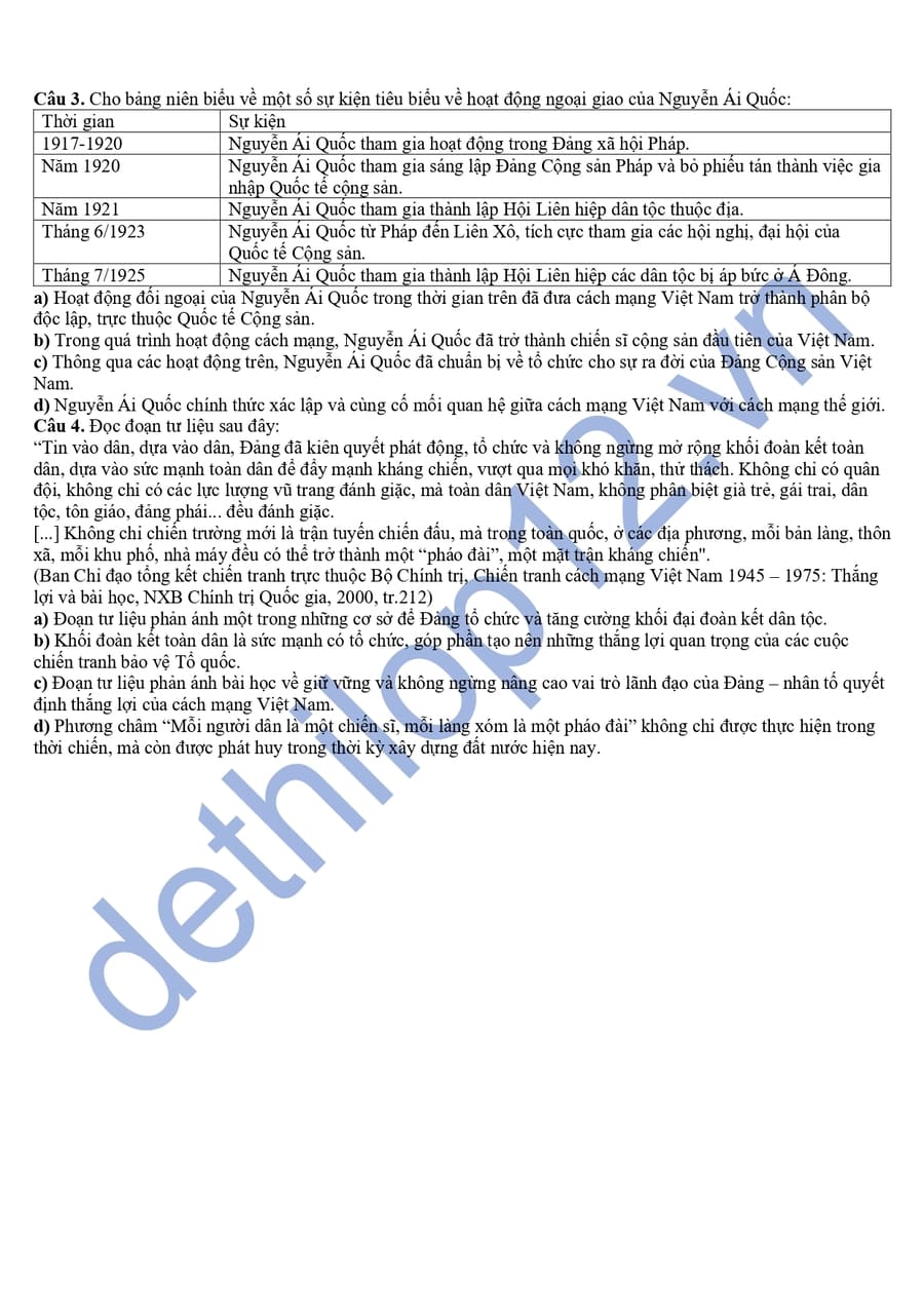 Đề thi thử tốt nghiệp môn sử chuyên Trần Phú 2025 4