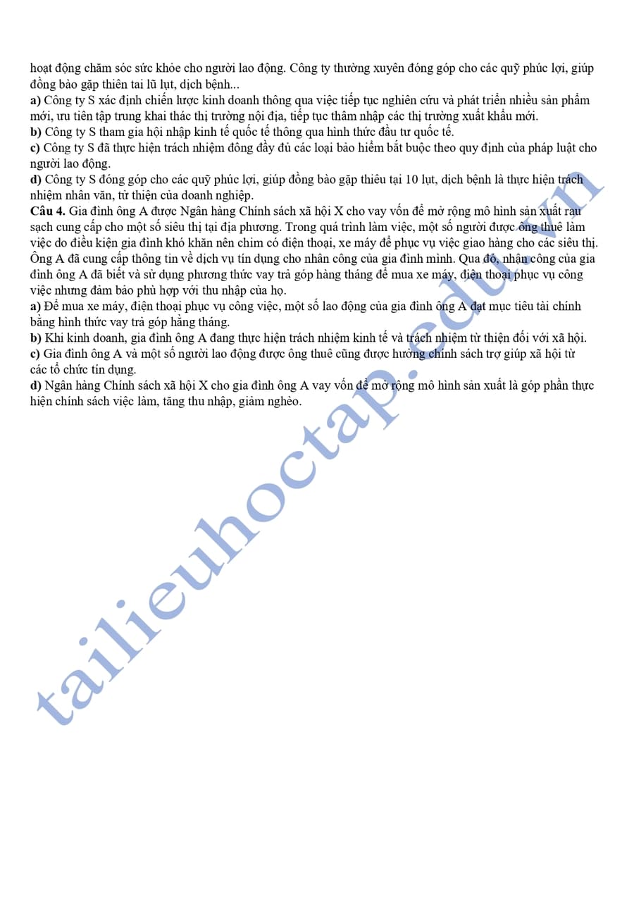 Đề thi thử tốt nghiệp kinh tế pháp luật Hà Nội 2025 4