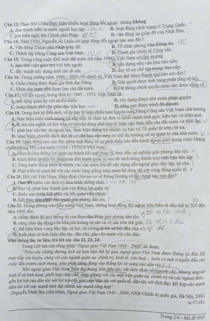 Đề thi khảo sát môn Sử Ninh Bình 2026 lần 2  2