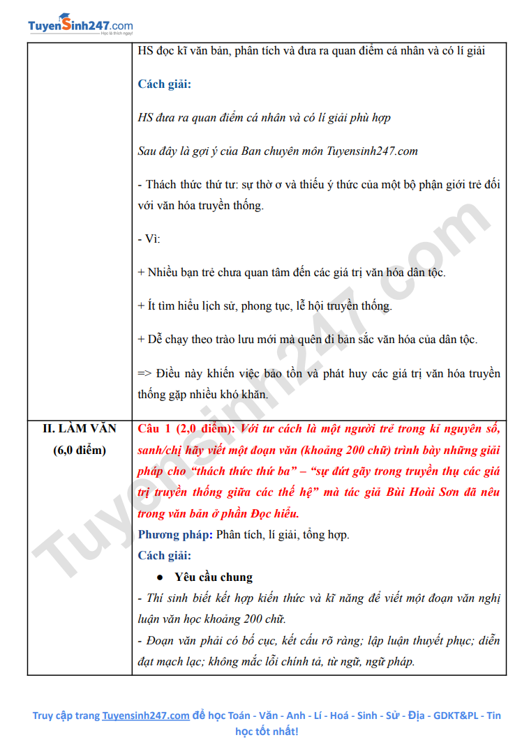 Đáp án Đề thi tốt nghiệp môn văn thành phố Hà Nội 2026 4