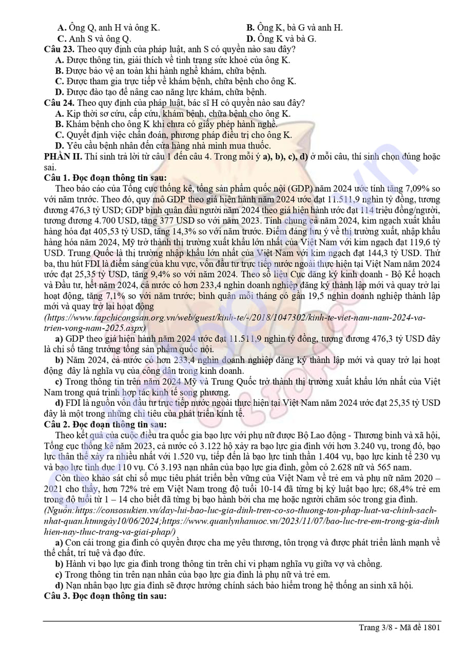 Đề thi thử tốt nghiệp môn KTPL Thanh Hoá 2025 lần 2 3