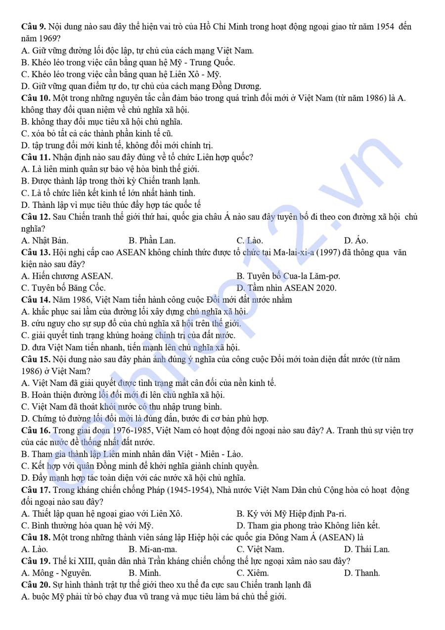 Đề thi thử lịch sử THPTQG 2026 Hà Tĩnh Lần 1  2