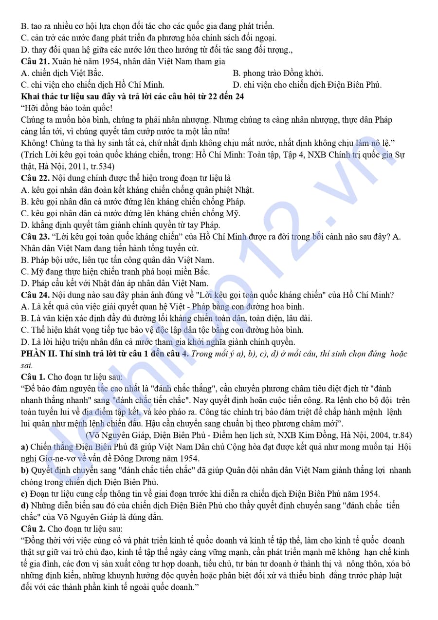 Đề thi thử lịch sử THPTQG 2026 Hà Tĩnh Lần 1 3