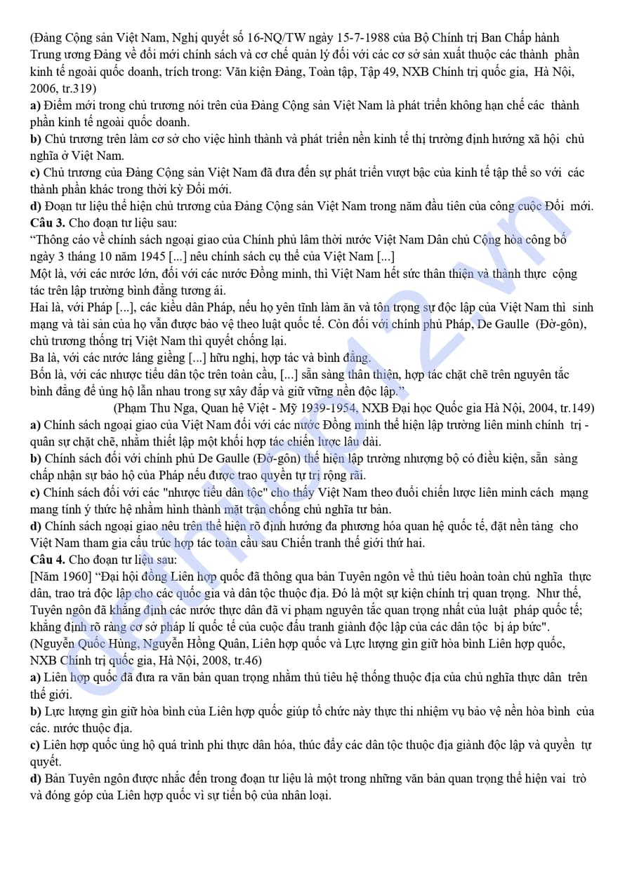 Đề thi thử lịch sử THPTQG 2026 Hà Tĩnh Lần 1 4