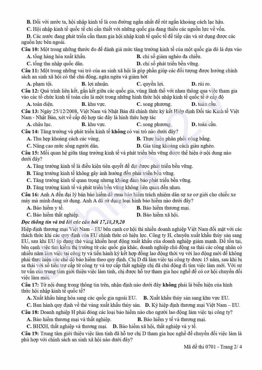 Đề thi thử tốt nghiệp môn KTPL cụm THPT Bắc Ninh 2026 2