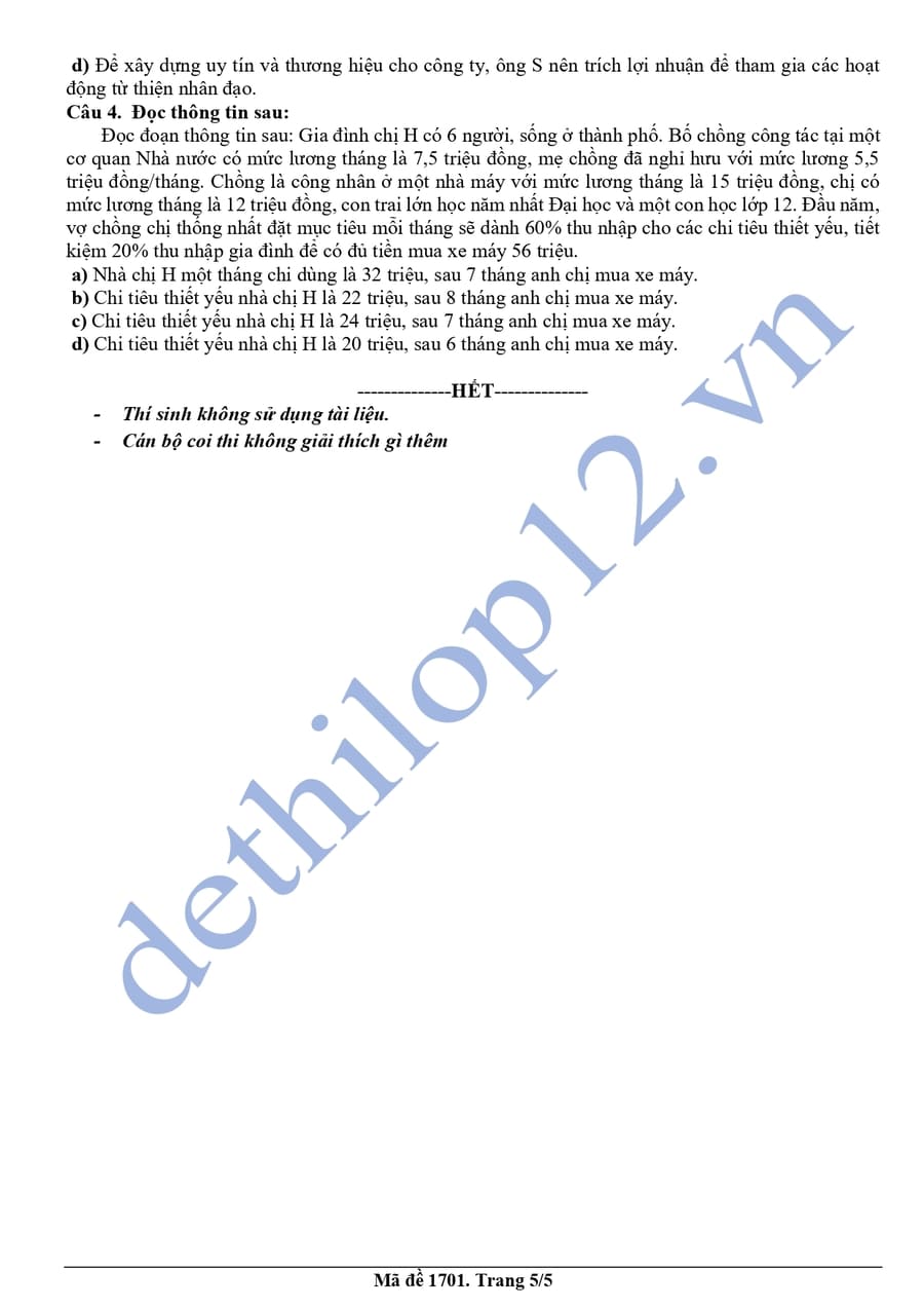 Đề thi thử môn KTPL Cụm 13 trường THPT Hải Phòng lần 2 5