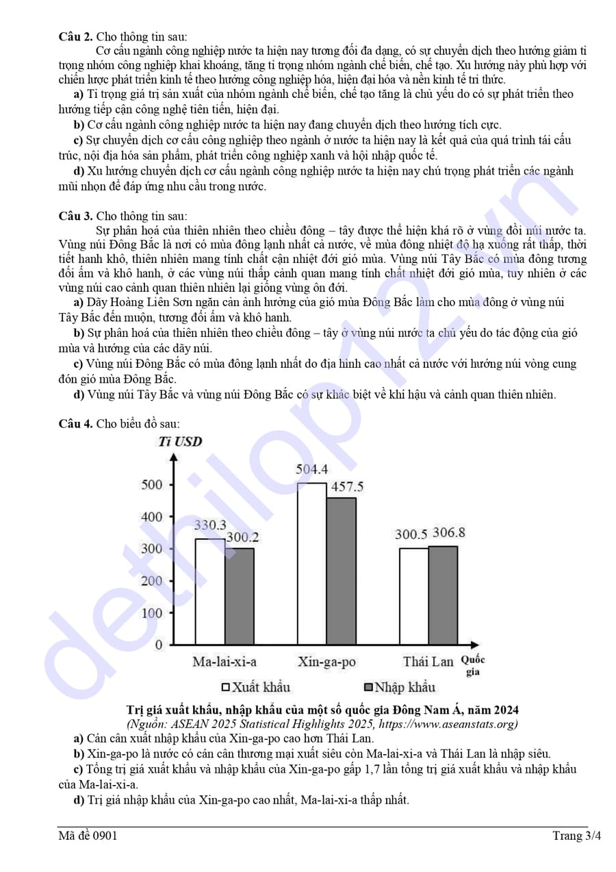 Đề thi thử tốt nghiệp môn địa Thái Nguyên 2026 lần 1 3