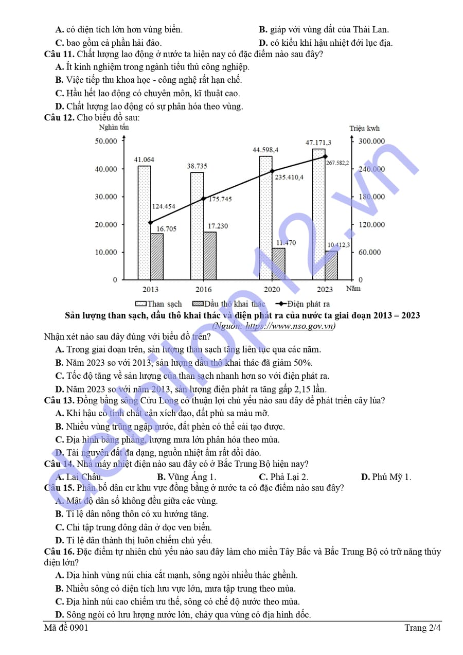 Đề thi thử tốt nghiệp môn địa Sơn La 2026 lần 1  2