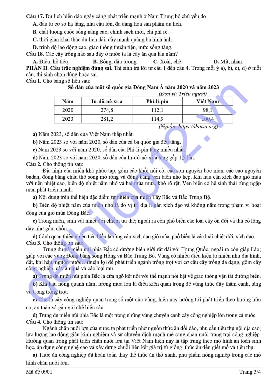 Đề thi thử tốt nghiệp môn địa Sơn La 2026 lần 1  3
