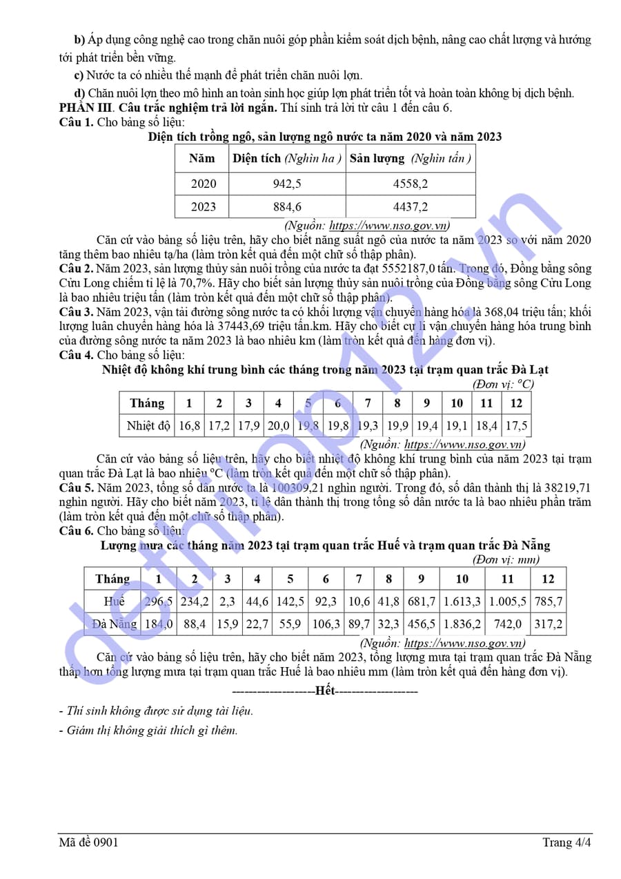 Đề thi thử tốt nghiệp môn địa Sơn La 2026 lần 1  4