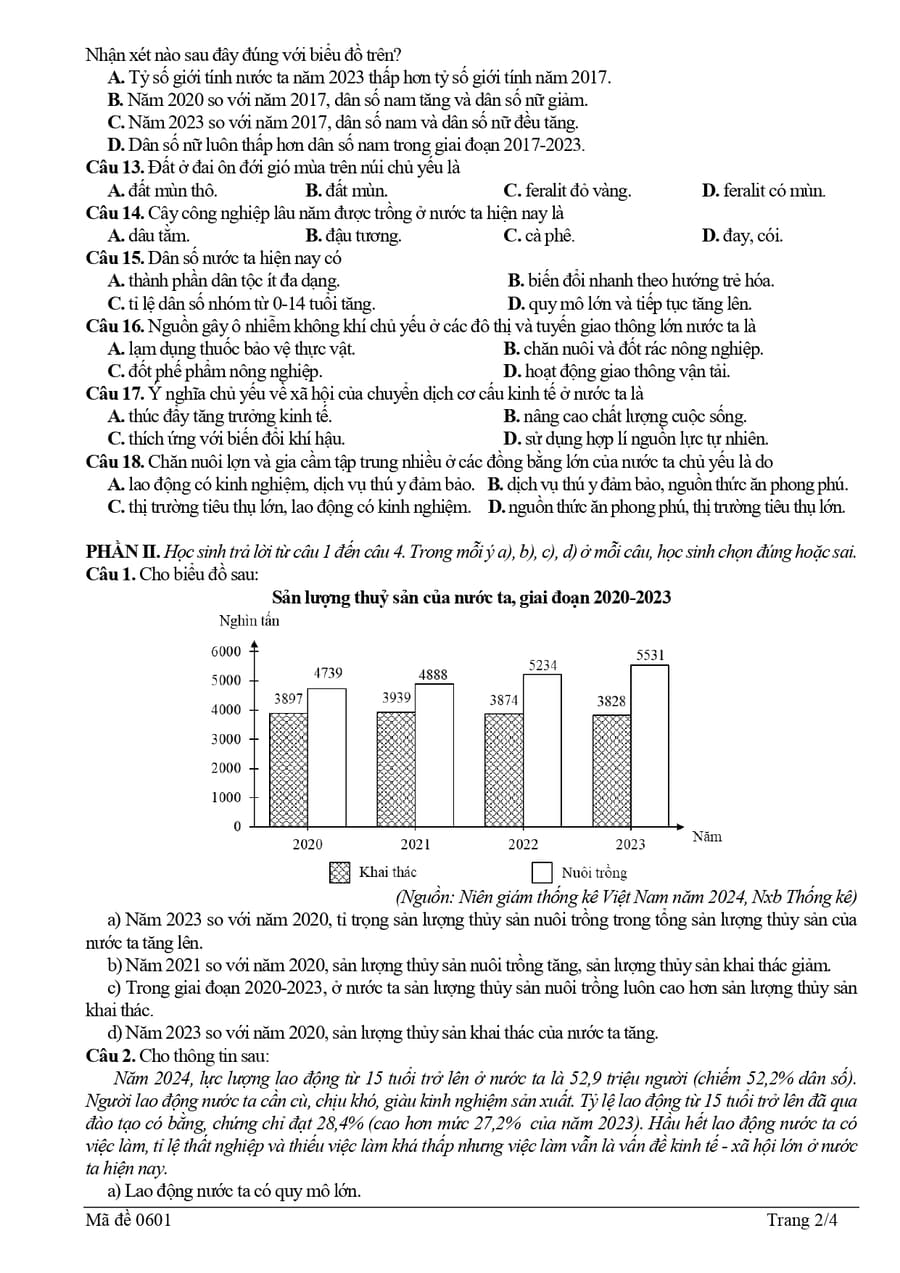 Đề thi cuối học kì 1 lớp 12 môn địa Bắc Ninh 2026 2