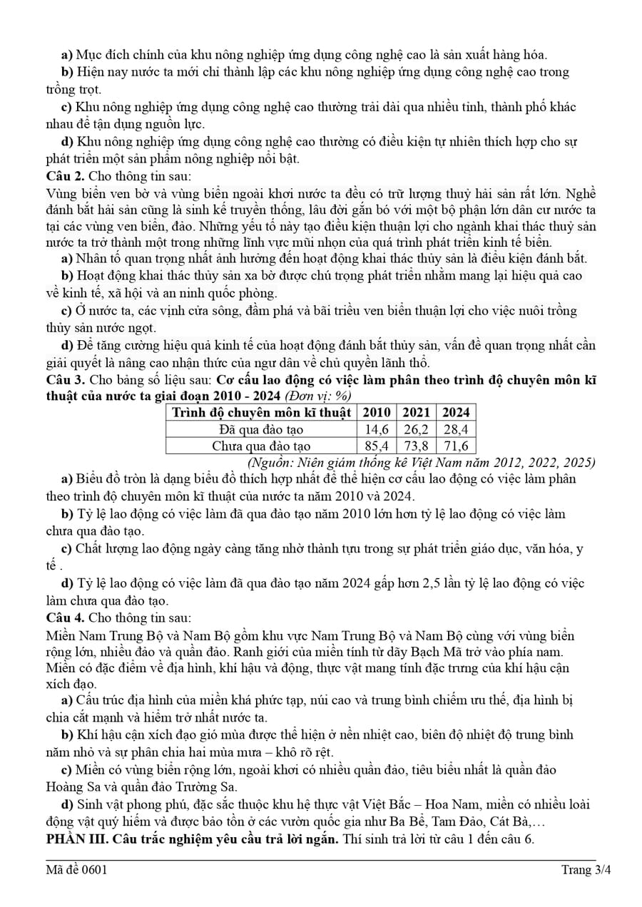 Đề khảo sát môn địa lí cụm 9 trường THPT Hà Nội 2026 3
