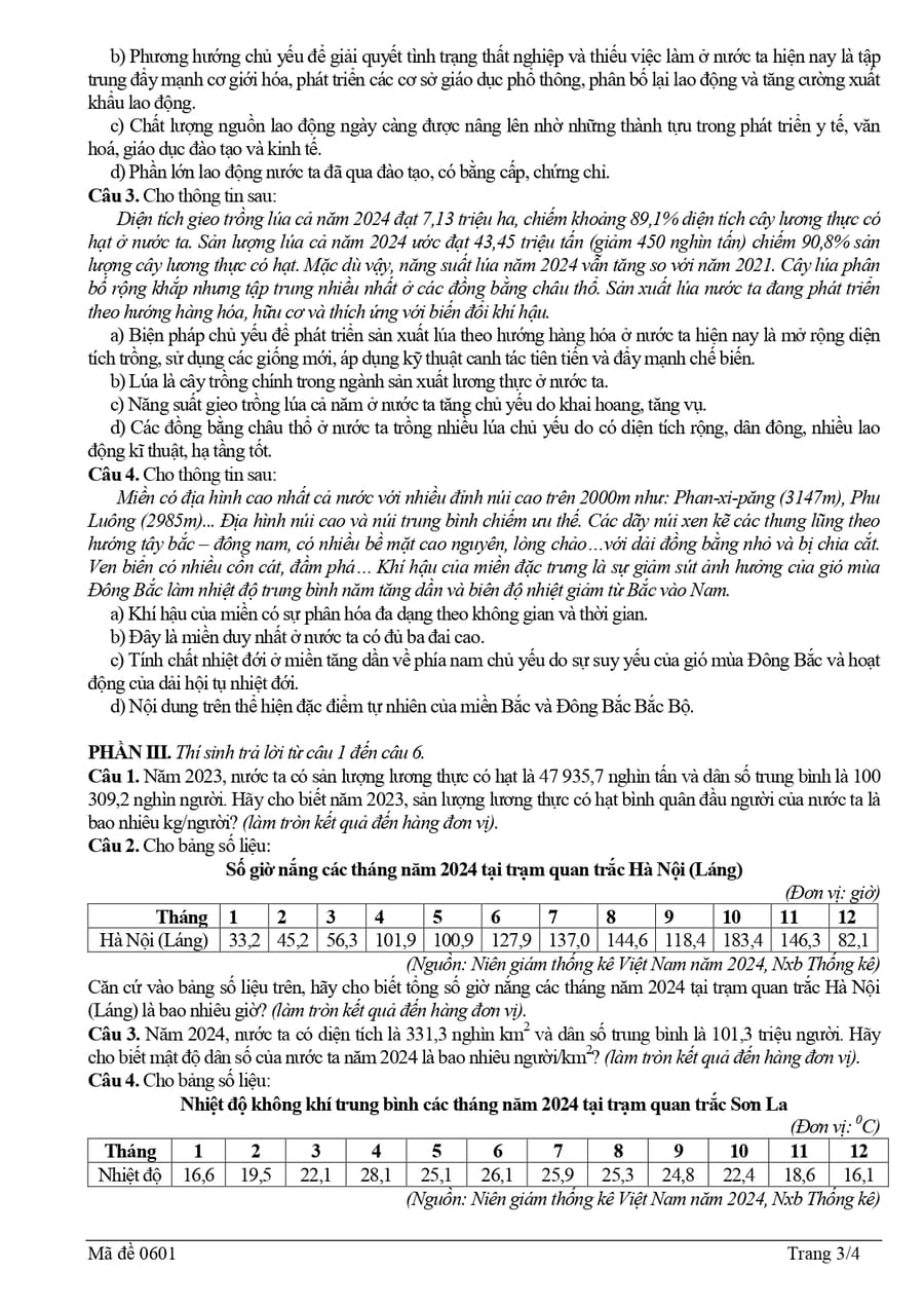 Đề thi cuối học kì 1 lớp 12 môn địa Bắc Ninh 2026 3