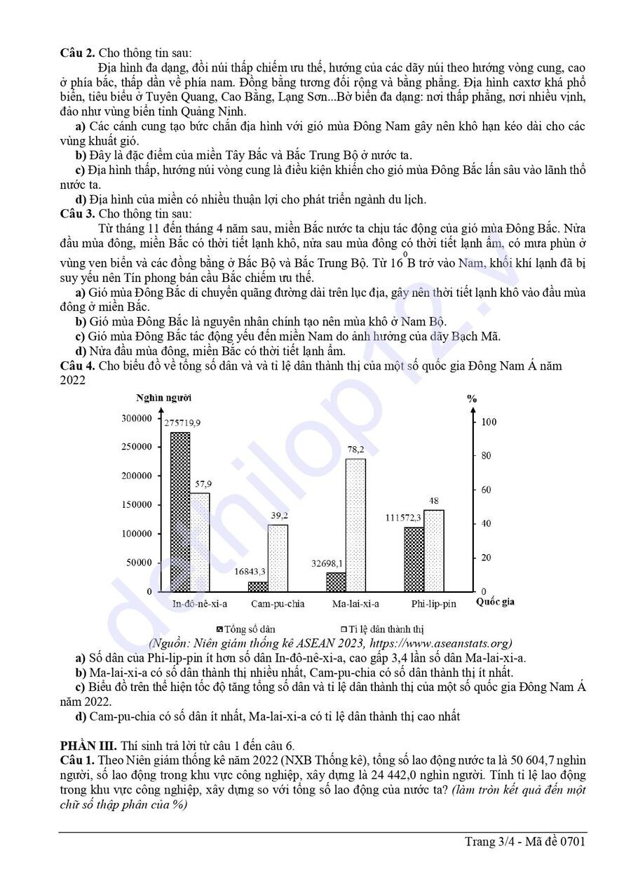 Đề thi thử tốt nghiệp môn địa liên trường THPT Nghệ An 2026 3
