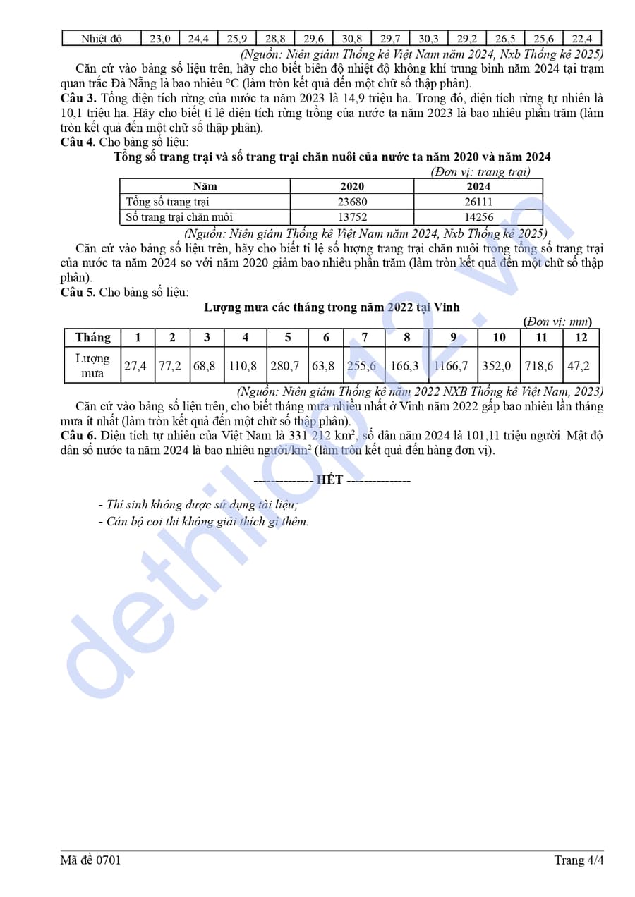 Đề thi thử tốt nghiệp môn địa Lào Cai 2026 có đáp án 4