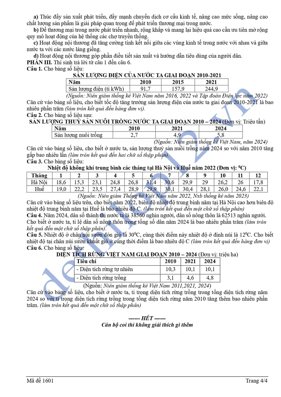 Đề thi thử tốt nghiệp môn địa cụm 13 trường THPT Hải Phòng 4