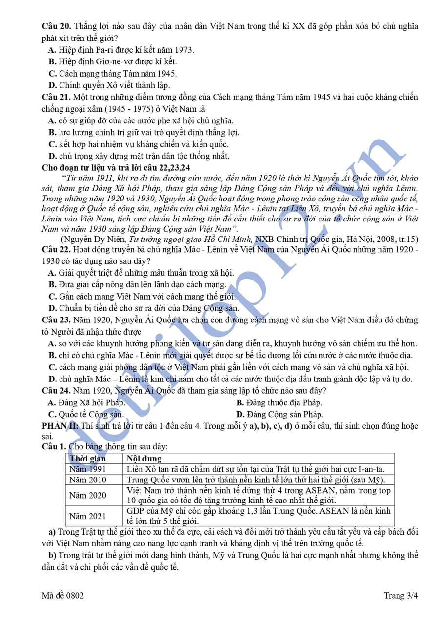 Đề thi thử tốt nghiệp môn sử lần 1 cụm THPT Bắc Ninh 2026 3