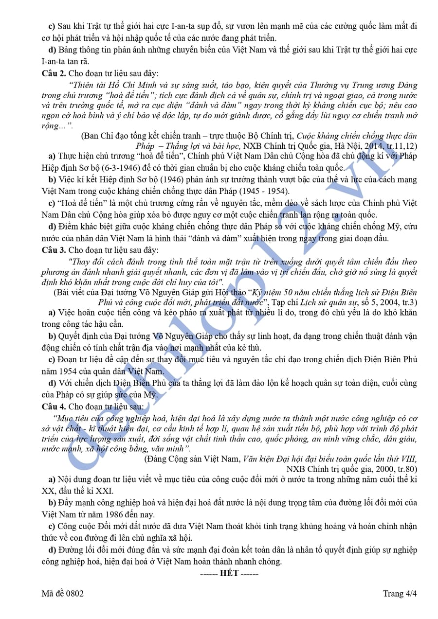 Đề thi thử tốt nghiệp môn sử lần 1 cụm THPT Bắc Ninh 2026 4

